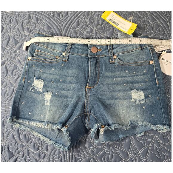 Joe's Jeans The Markie Mid Rise Cut Off Denim Short Girls with Sparkles Size 8 - Picture 6 of 9